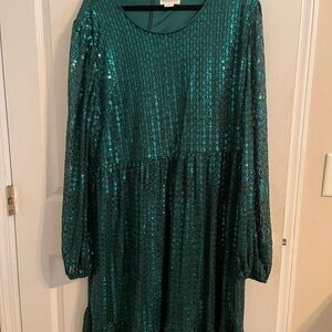 Chic Soul Teal Long Sleeve Dress